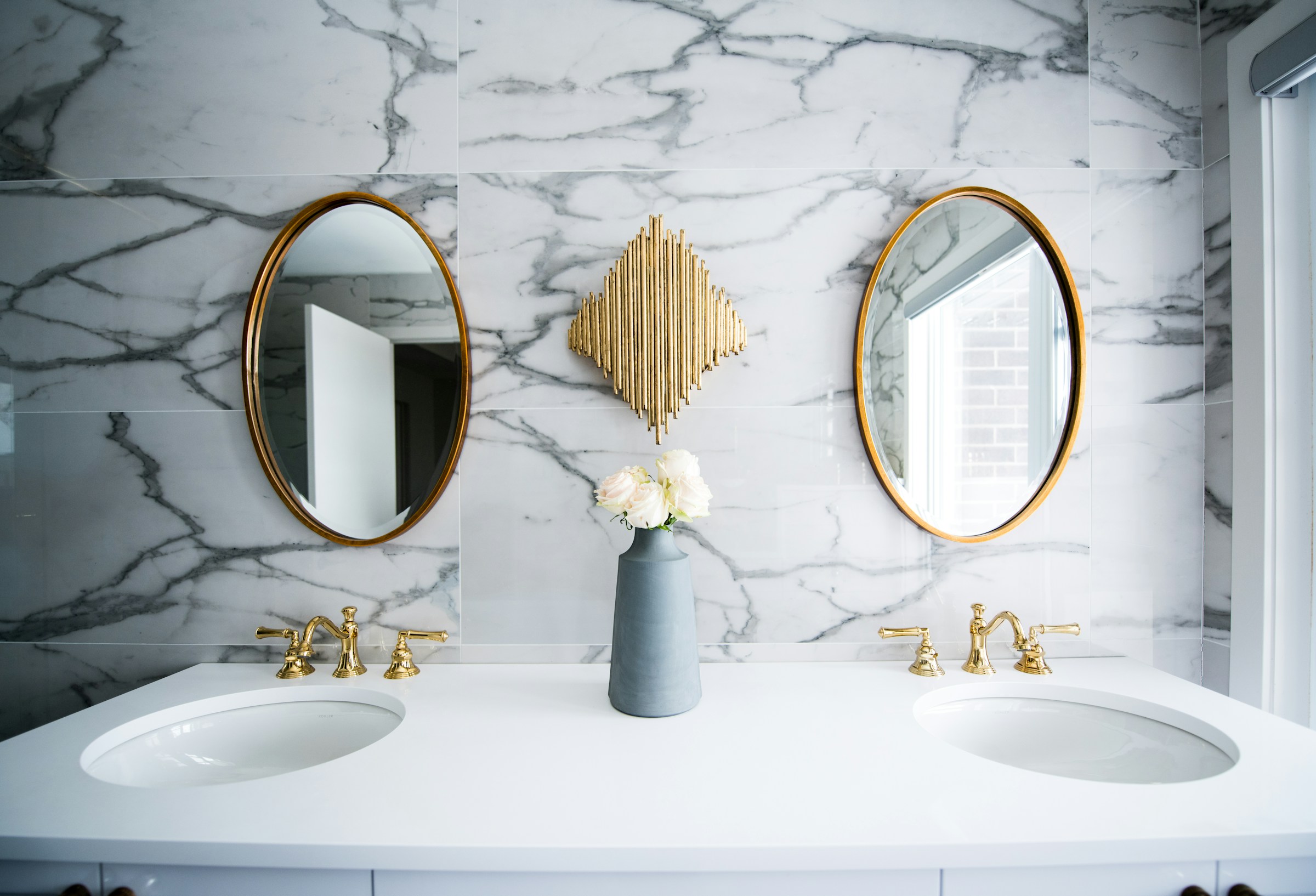 Serene luxury freestanding bathtub in a spa-inspired bathroom
