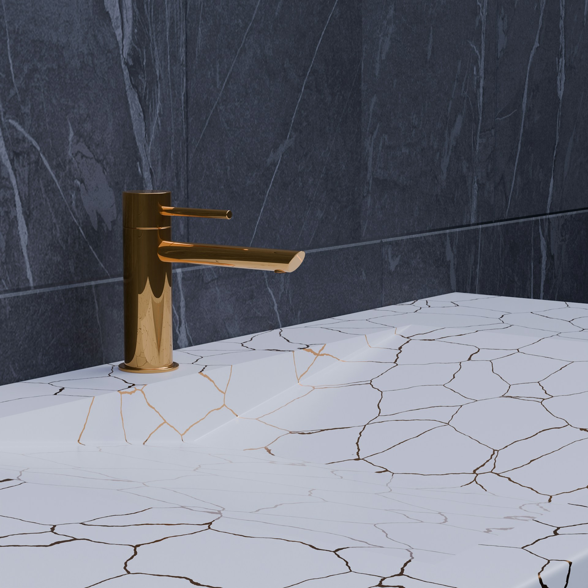 Luxury brass and chrome bathroom tap with minimal design