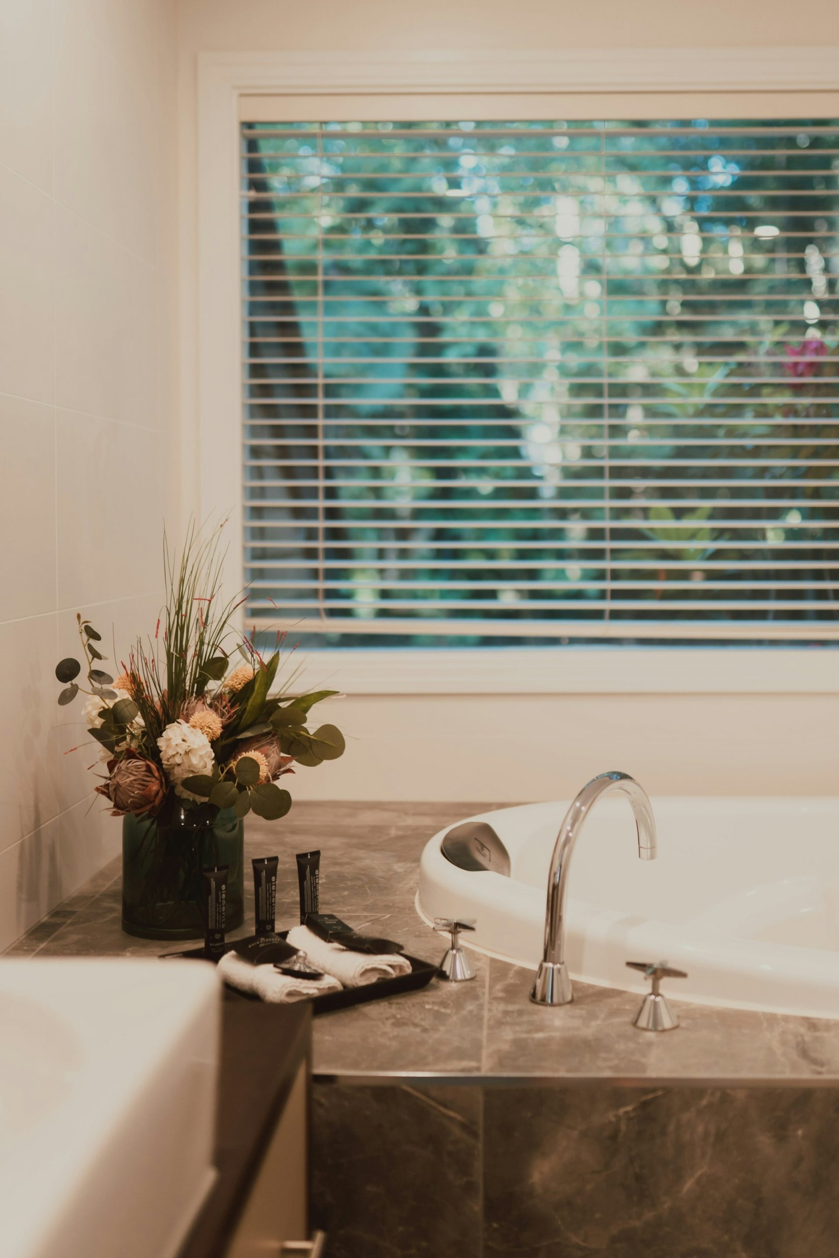 Premium tiles in a contemporary luxury spa bathroom with freestanding bath