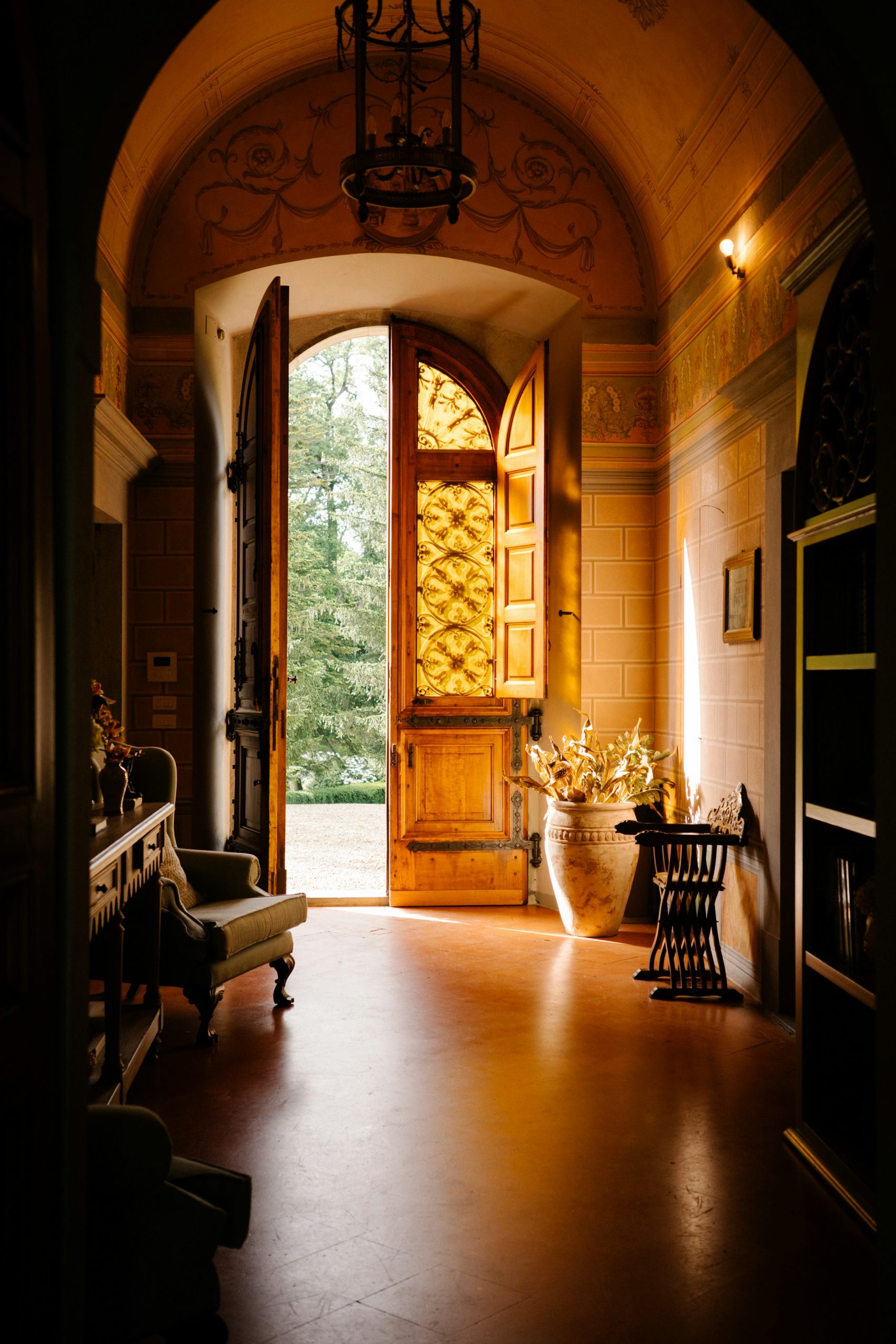 Luxury interior living space with premium wooden doors and elegant detailing