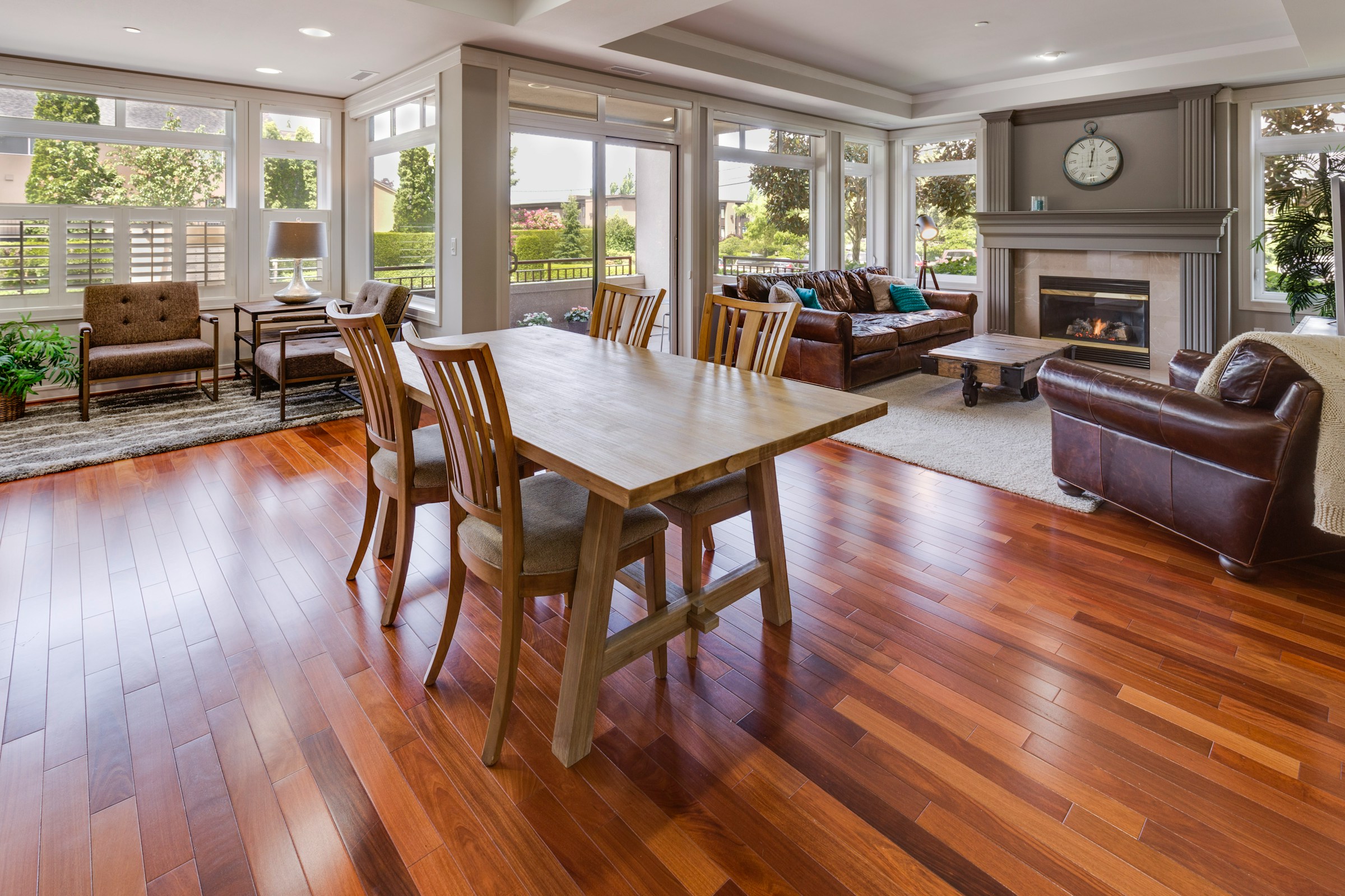 Stunning luxury living room with wide-plank engineered oak flooring and elegant furniture